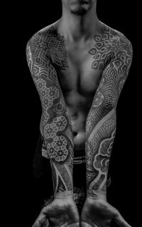 Man Arm And Shoulder Tattoo With Geometric Patterns
