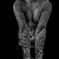 Man Arm And Shoulder Tattoo With Geometric Patterns