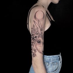 Spiritual Tattoo Flowers And Skull Tattoo Design