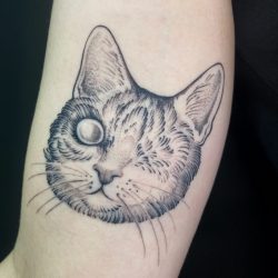 Tattoo Of Cat With One Eye