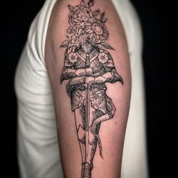 Flower Sword Woman Tattoo