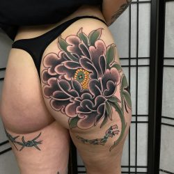 Woman Flower Tattoo Booty
